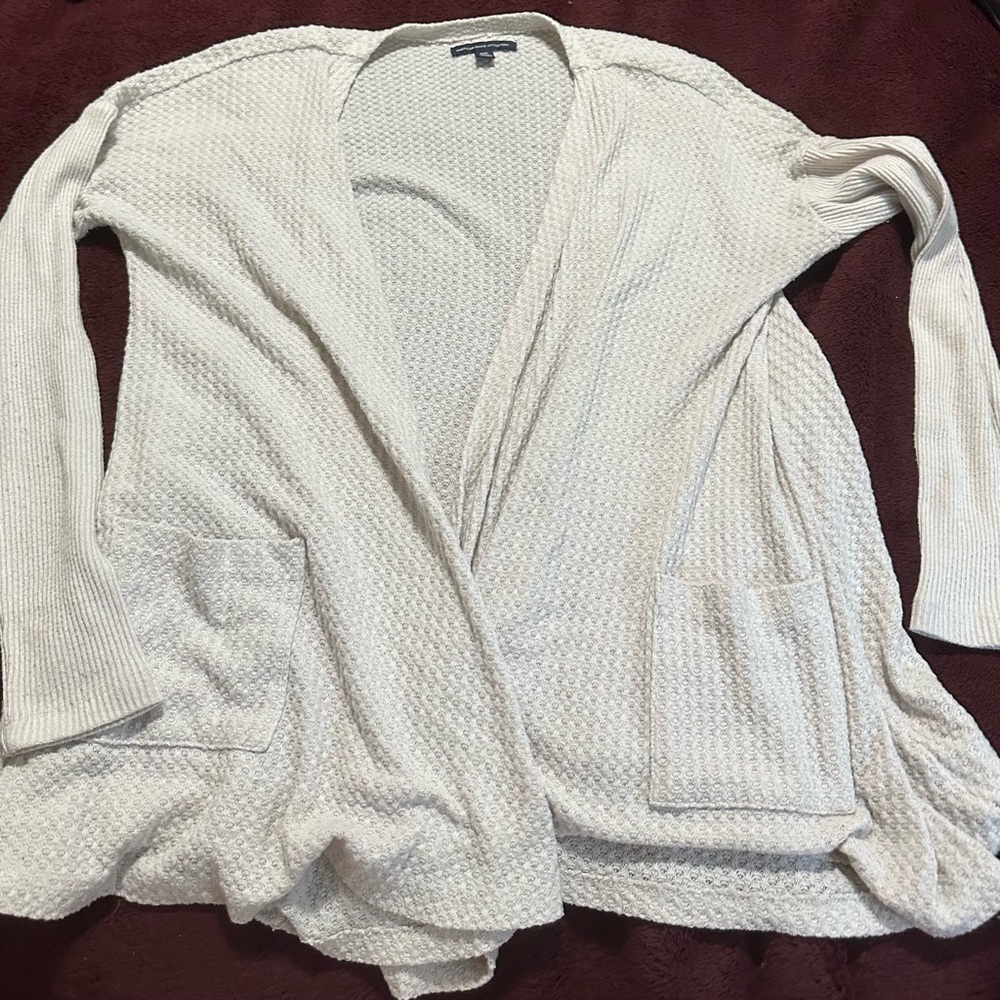 American Eagle Outfitters Cream Textured Cardigan